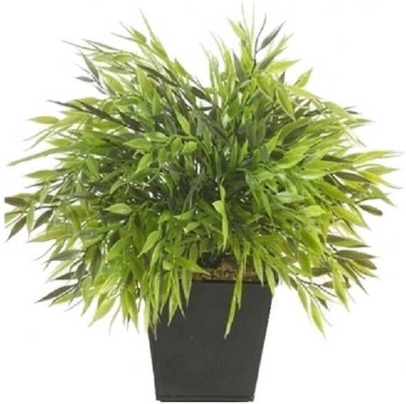 Merkloos Kunstplant Bamboe Bambuseae groen 25 cm in pot Kunstplanten