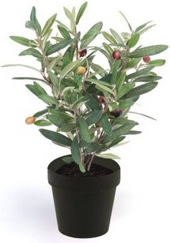 Merkloos Kunstplant olijfboomje groen in pot 35 cm- Kamerplant groen olijfboom Kunstplanten