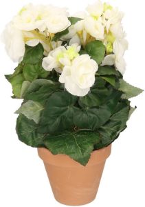 Merkloos Kunstplanten Begonia in pot wit 30 cm Nepplanten kunstplanten met witte bloemen Kunstplanten