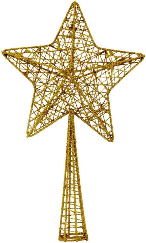 Cosy and Trendy Kunststof ster piek kerstboom topper glitter goud 28 cm kerstboompieken