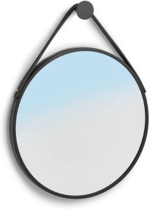 Zeller Ronde wandspiegel zwart metaal 40 cm met ophanghaak Industriele spiegel voor in de hal badkamer of toilet Spiegels
