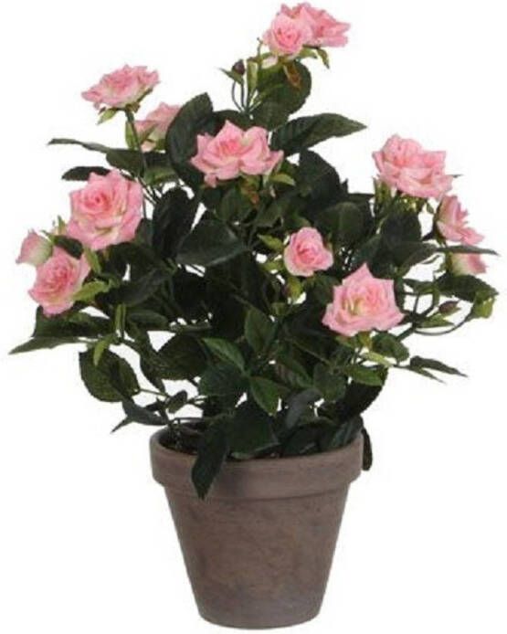 Shoppartners Roze rozen kunstplant 33 cm in pot stan grey Kunstplanten nepplanten