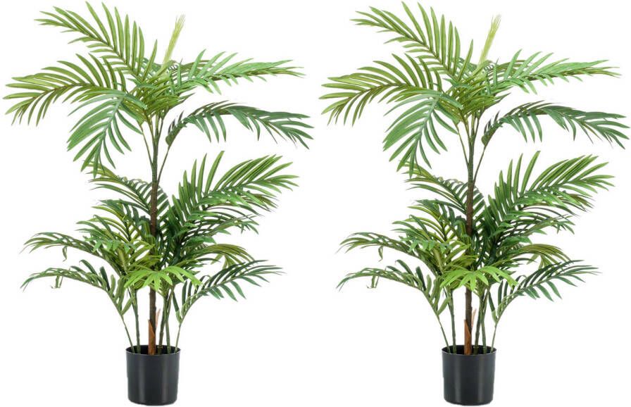 Emerald Set van 2x stuks groene kunstplanten Phoenix Palmboom 90 cm Kunstplanten