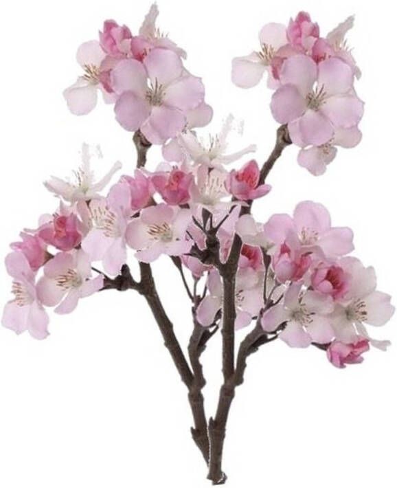 Merkloos Set van 2x stuks roze appelbloesem kunstbloem tak met 17 bloemetjes 36 cm Kunstbloemen