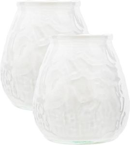 Cosy & Trendy Set van 2x stuks witte Lowboy buiten tafel sfeer kaarsen 10 cm 40 branduren in glas Tuinkaarsen Waxinelichtjes