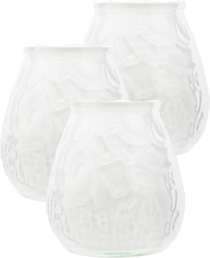 Shoppartners Set van 3x stuks witte Lowboy buiten tafel sfeer kaarsen 10 cm 40 branduren in glas Waxinelichtjes