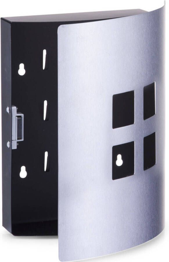 Zeller Sleutelkast voor 9 sleutels zwart met zilver 22 x 24 cm Huisbenodigdheden Sleutels ophangen Sleutelrekje Sleutelkastjes