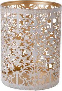 Cosy & Trendy Theelichthouders waxinelichthouders glas antiek goud white wash 13 cm Windlichtjes kaarsenhouders Waxinelichtjeshouders