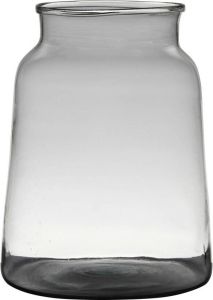 Hakbijl Glass Transparante grijze stijlvolle vaas vazen van gerecycled glas 30 x 23 cm Bloemen boeketten vaas voor binnen gebruik Vazen