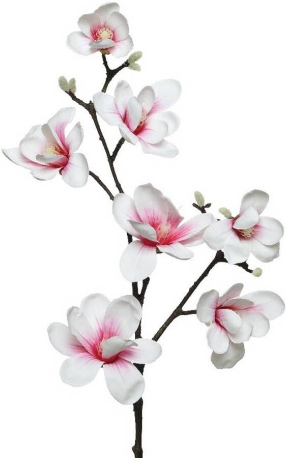 Shoppartners Witte roze Magnolia beverboom kunsttak kunstplant 100 cm Kunstbloemen