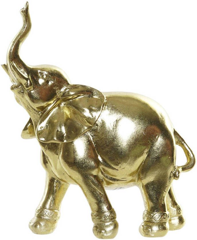 Shoppartners Woondecoratie gouden Indische olifant 15 x 7 x 18 cm Keramieken olifanten beeldjes