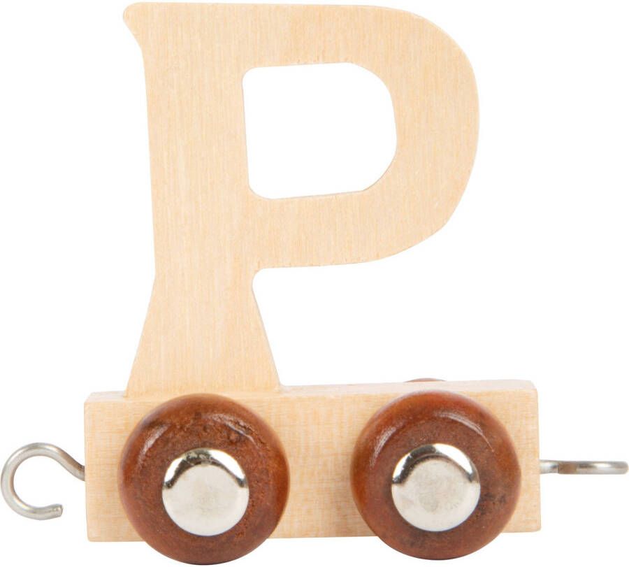 Small Foot treinkarretje letter P hout beige 5 x 3 5 x 6 cm