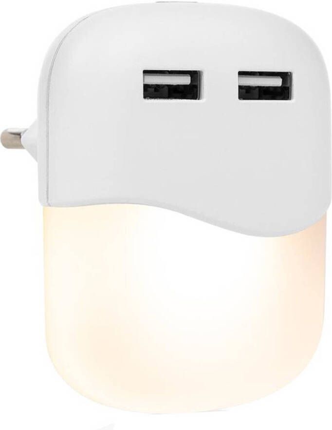Smartwares nachtlamp led 10 lumen 2 x usb 0 3 watt wit