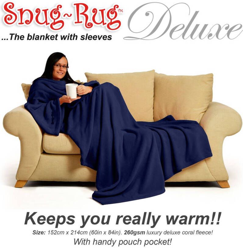 Snug-Rug deluxe met mouwen volwassen navy blauw