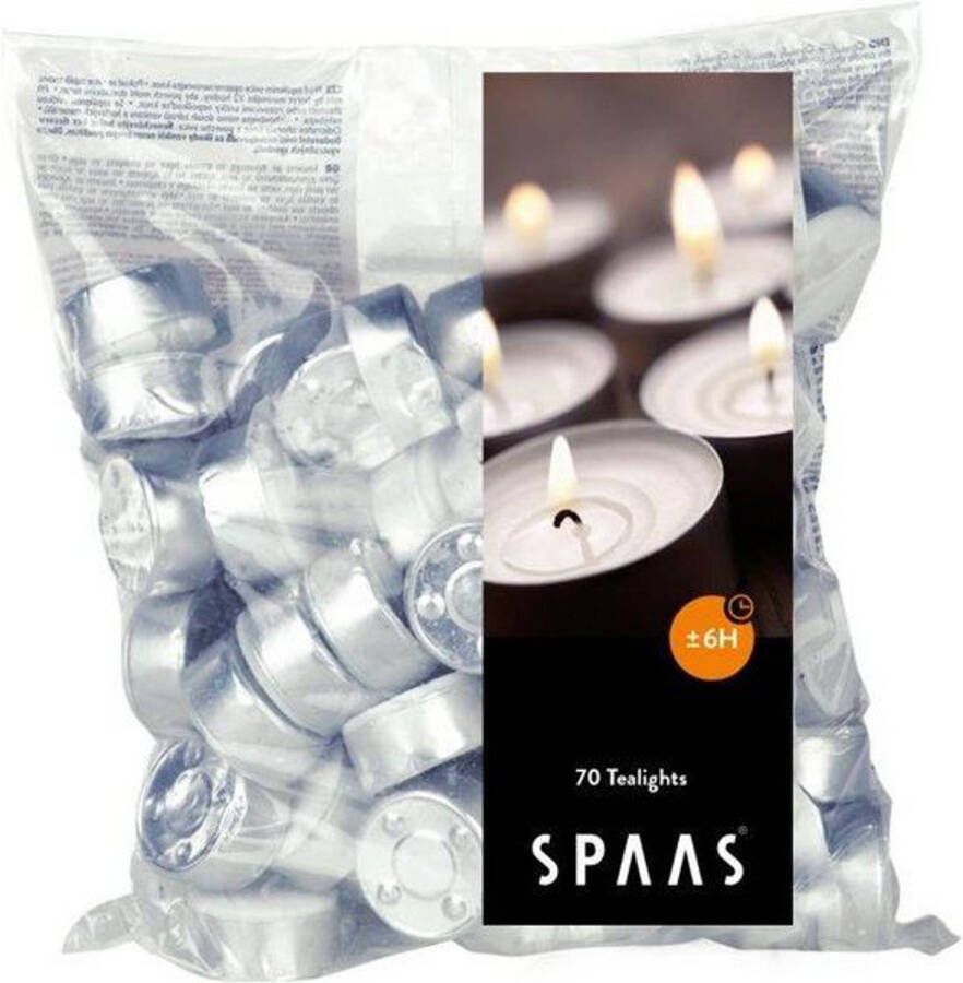 Candles by Spaas Theelichtjes 6 branduren 70 stuks Wit