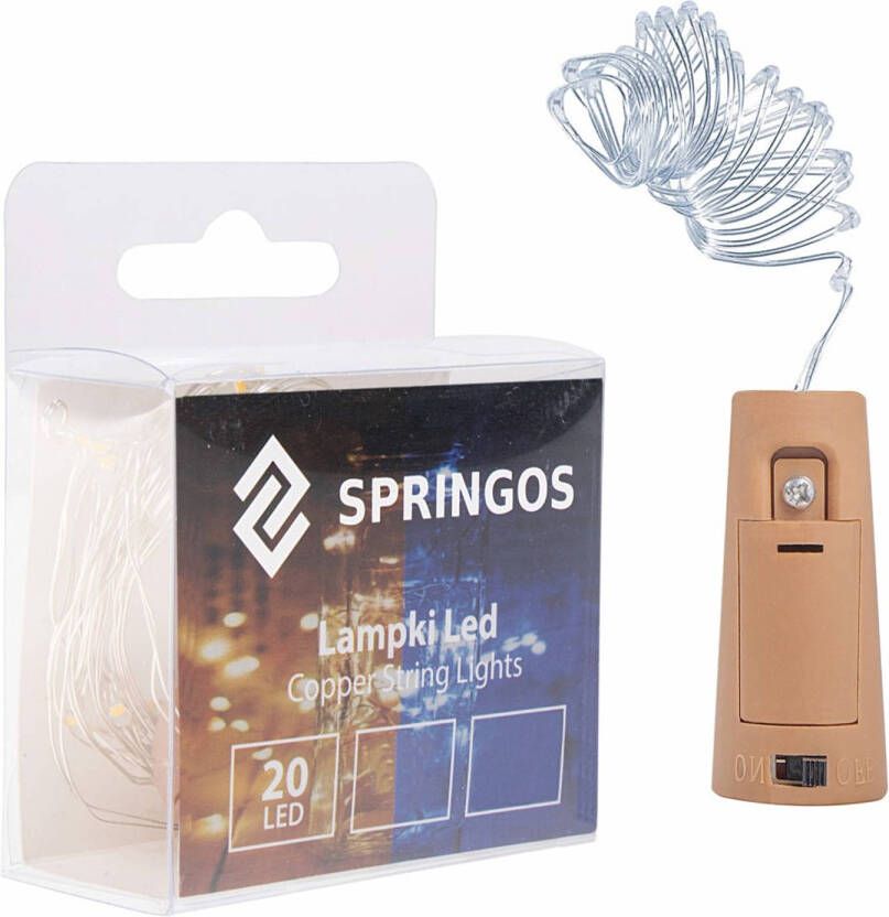 Springos Flesverlichting 1.9 m Batterij 20 LED Koel Wit
