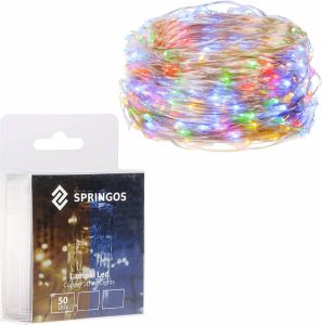Springos Kerstverlichting 4.9 M Batterij 50 Led Multicolor