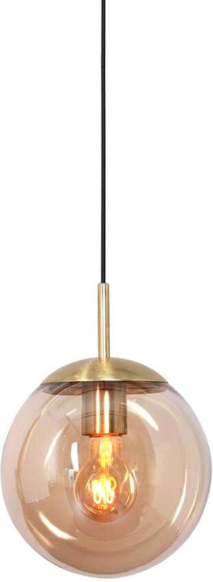 Steinhauer Bollique hanglamp In hoogte verstelbaar E27 (grote fitting) amberkleurig en messing en zwart