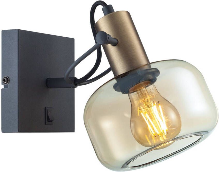 Steinhauer Glaslic wandlamp -- brons en zwart