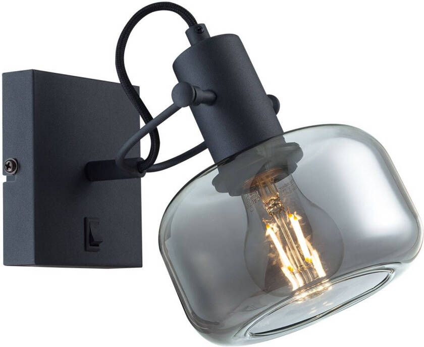 Steinhauer Glaslic wandlamp -- smokeglas en zwart