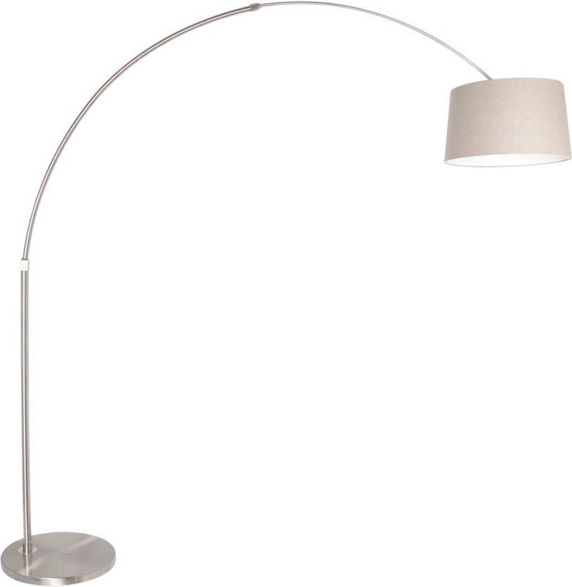 Steinhauer Vloerlamp booglamp Sparkled light 9676 staal kap linnen grijs