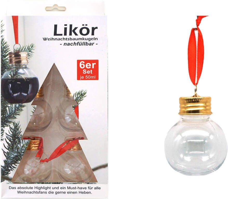 Stern Fabrik kerstballen vulbaar likeur vloeistof 6x- 50 ml -6cm Kerstbal