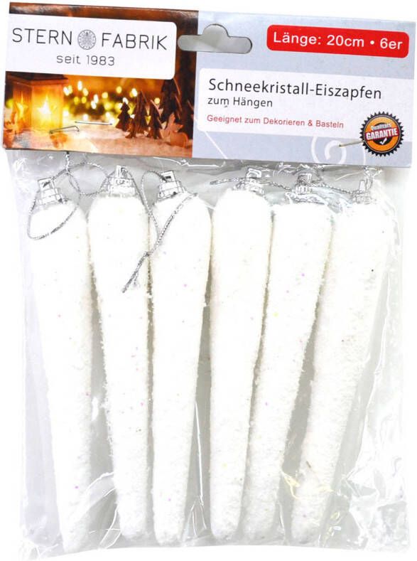 Stern Fabrik kersthangers ijspegels 24x -wit -12 cm Kersthangers