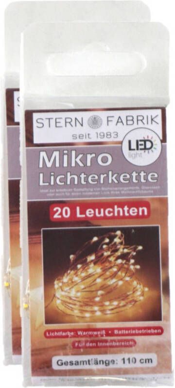 Stern Fabrik lichtdraad zilverdraad- 2x st- 20 leds wit 100 cm  Lichtsnoeren