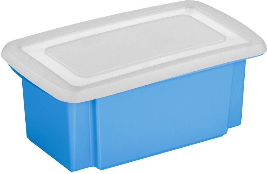 Sunware 1x stuks opslagbox kunststof 7 liter blauw 38 x 21 x 14 cm met afsluitbare deksel Opbergbox