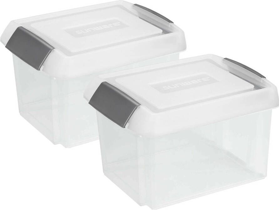 Sunware 2x opslagboxen 32 liter transparant 45 x 36 x 24 cm extra hoge afsluitbare deksel Opbergbox