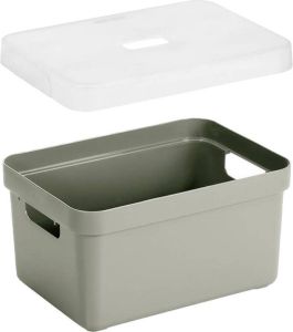 Sunware 2x stuks opbergboxen opbergmanden lichtgroen van 5 liter kunststof met transparante deksel 25 x 18 x 12 cm Opbergbox