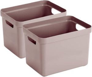 Sunware 2x stuks roze opbergboxen opbergdozen opbergmanden kunststof 18 liter opbergbakken Opbergbox