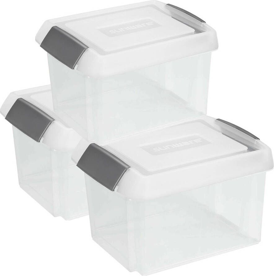 Sunware 3x opslagboxen 32 liter transparant 45 x 36 x 24 cm extra hoge afsluitbare deksel Opbergbox