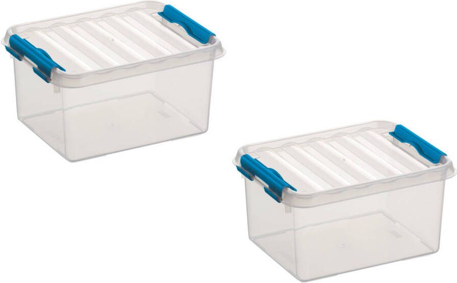 Merkloos 2x stuks sunware Q-Line opberg boxen opbergdozen 2 liter 20 x 15 x 10 cm kunststof Praktische opslagboxen Opbergbakken Opbergbox