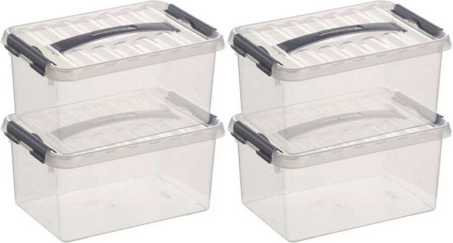 Sunware 4x Opberg boxen opbergdozen 6 liter 30 cm kunststof Opbergbox