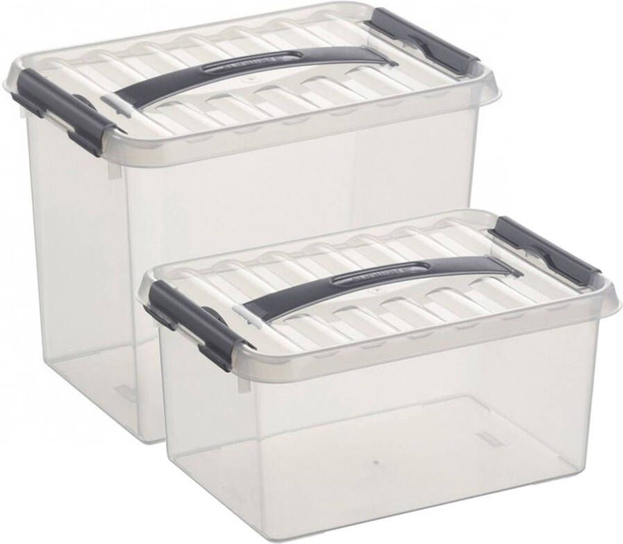 Sunware Opberg boxen set van 4 stuks in 6 en 9 Liter kunststof met deksel Opbergbox