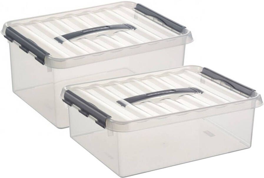 Sunware Opberg boxen set van 4x stuks in 10 en 15 Liter kunststof met deksel Opbergbox