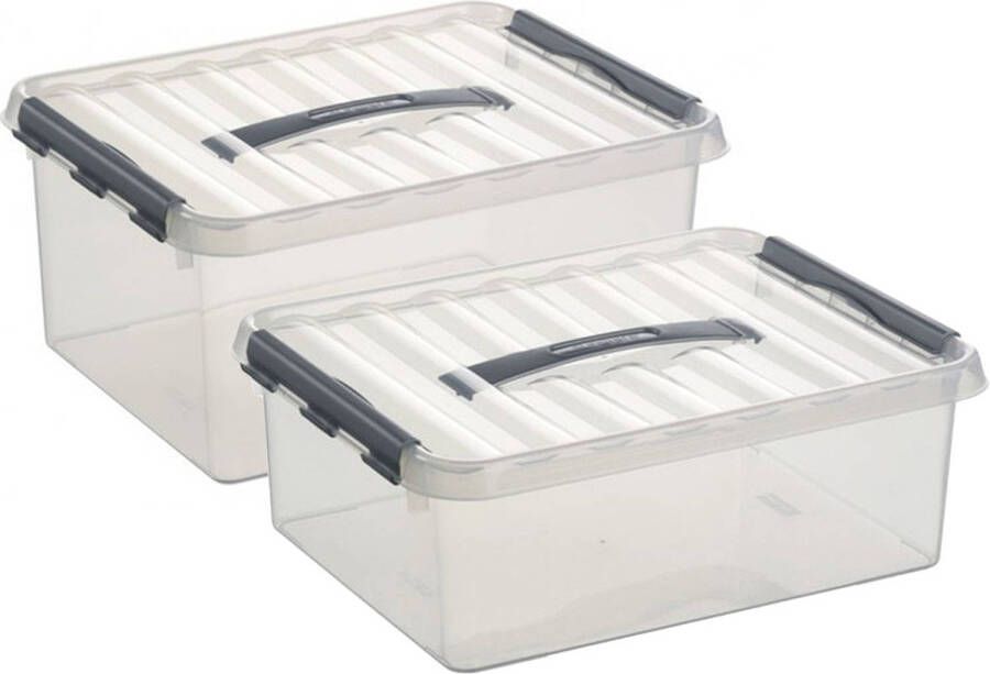 Sunware Opberg boxen set van 4x stuks in 12 en 15 Liter kunststof met deksel Opbergbox