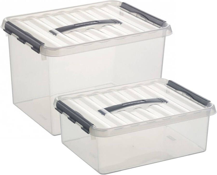Sunware Opberg boxen set van 4x stuks in 12 en 22 Liter kunststof met deksel Opbergbox
