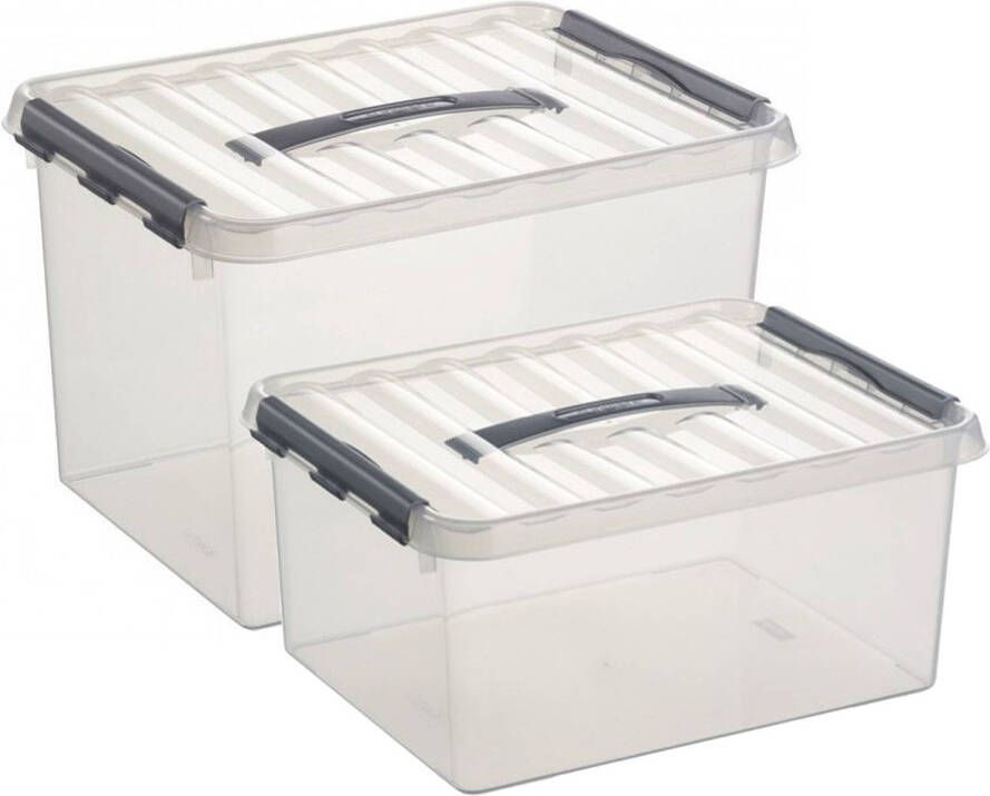 Sunware Opberg boxen set van 4x stuks in 15 en 22 Liter kunststof met deksel Opbergbox
