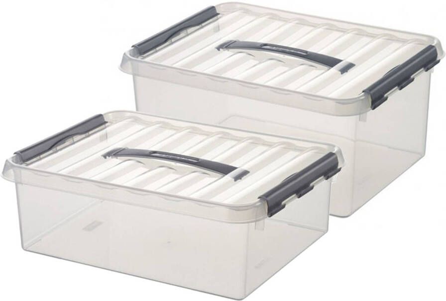 Sunware Opberg boxen set van 6x stuks in 10 en 15 Liter kunststof met deksel Opbergbox