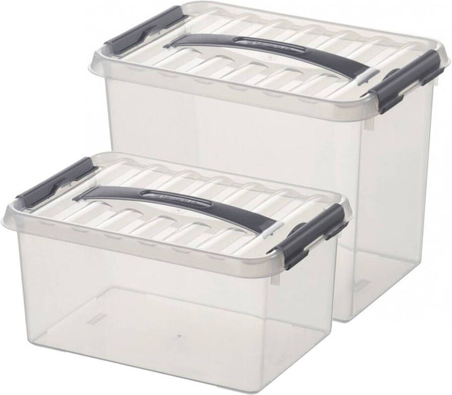 Sunware Opberg boxen set van 6x stuks in 6 en 9 Liter kunststof met deksel Opbergbox