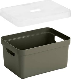 Sunware Opbergboxen opbergmanden groen van 5 liter kunststof met transparante deksel 25 x 18 x 12 cm Opbergbox