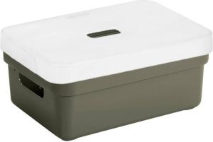 Sunware Opbergboxen opbergmanden groen van 9 liter kunststof met transparante deksel 35 x 25 x 12 cm Opbergbox