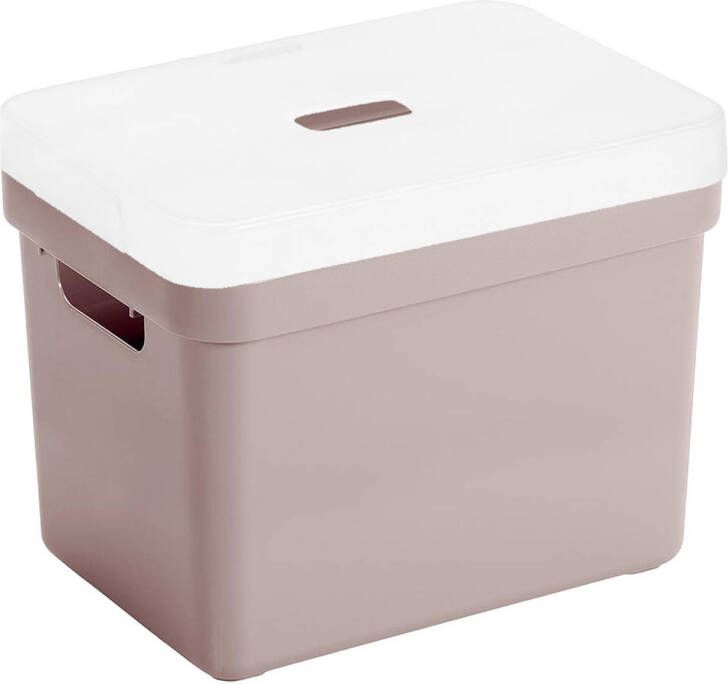 Sunware Opbergboxen opbergmanden roze van 18 liter kunststof met transparante deksel Opbergbox