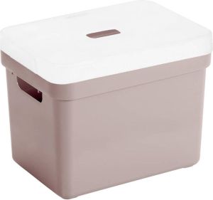 Sunware Opbergboxen opbergmanden roze van 18 liter kunststof met transparante deksel 35 x 25 x 24 cm Opbergbox