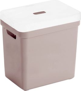 Sunware Opbergboxen opbergmanden roze van 25 liter kunststof met transparante deksel 35 x 25 x 36 cm Opbergbox