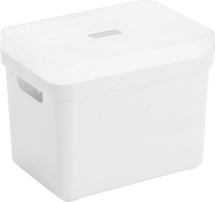 Sunware Opbergboxen opbergmanden wit van 18 liter kunststof met transparante deksel 35 x 25 x 24 cm Opbergbox