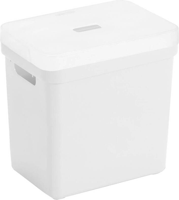 Sunware Opbergboxen opbergmanden wit van 25 liter kunststof met transparante deksel Opbergbox