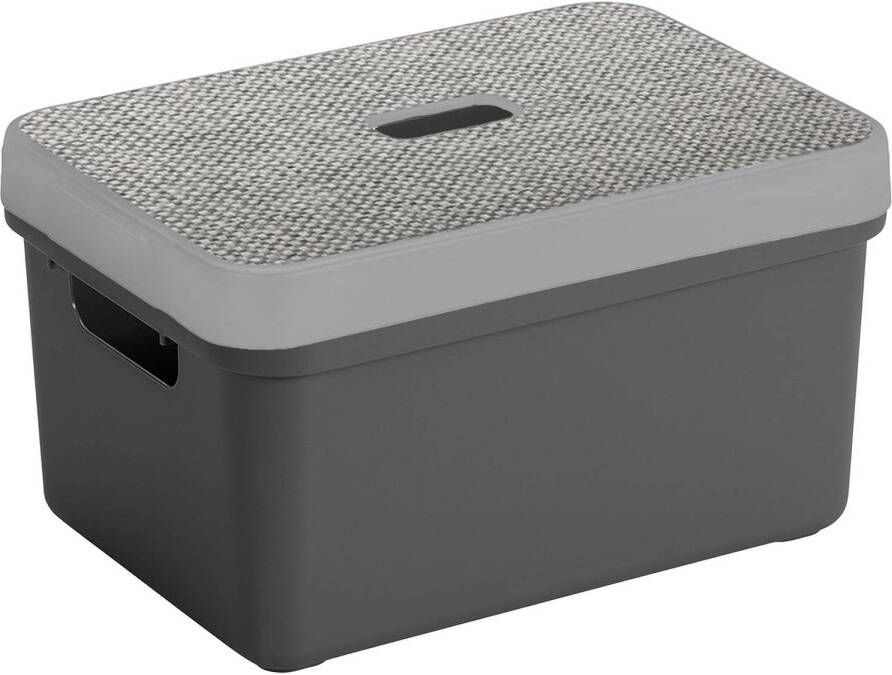 Sunware Opbergbox mand antraciet 5 liter kunststof met deksel Opbergbox